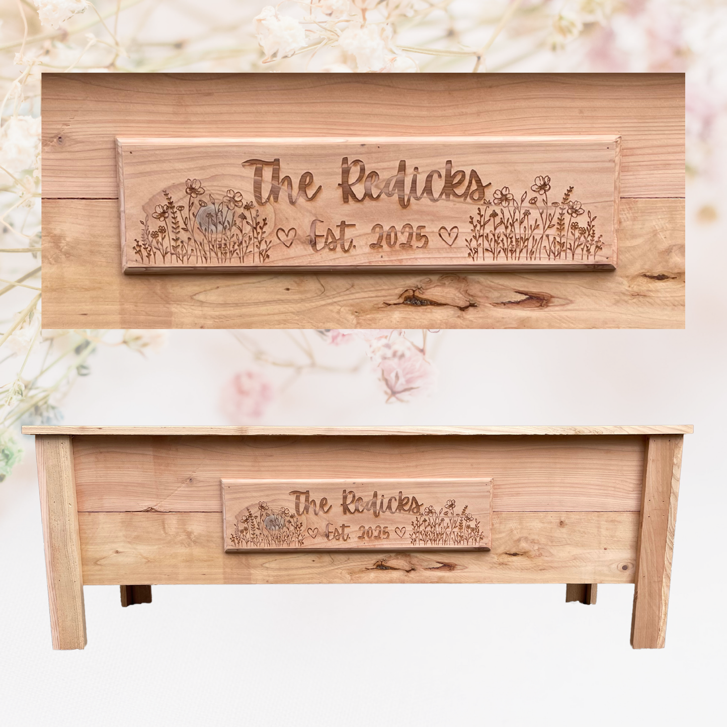 Custom Name or Logo Large Cedar Planter