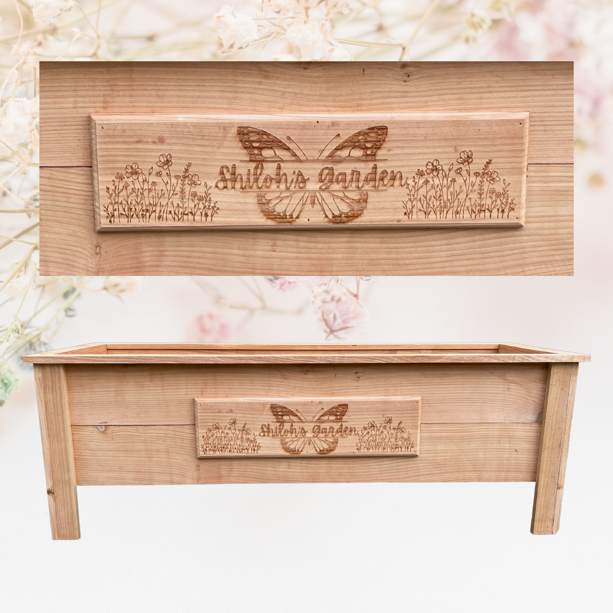 Custom Name or Logo Large Cedar Planter