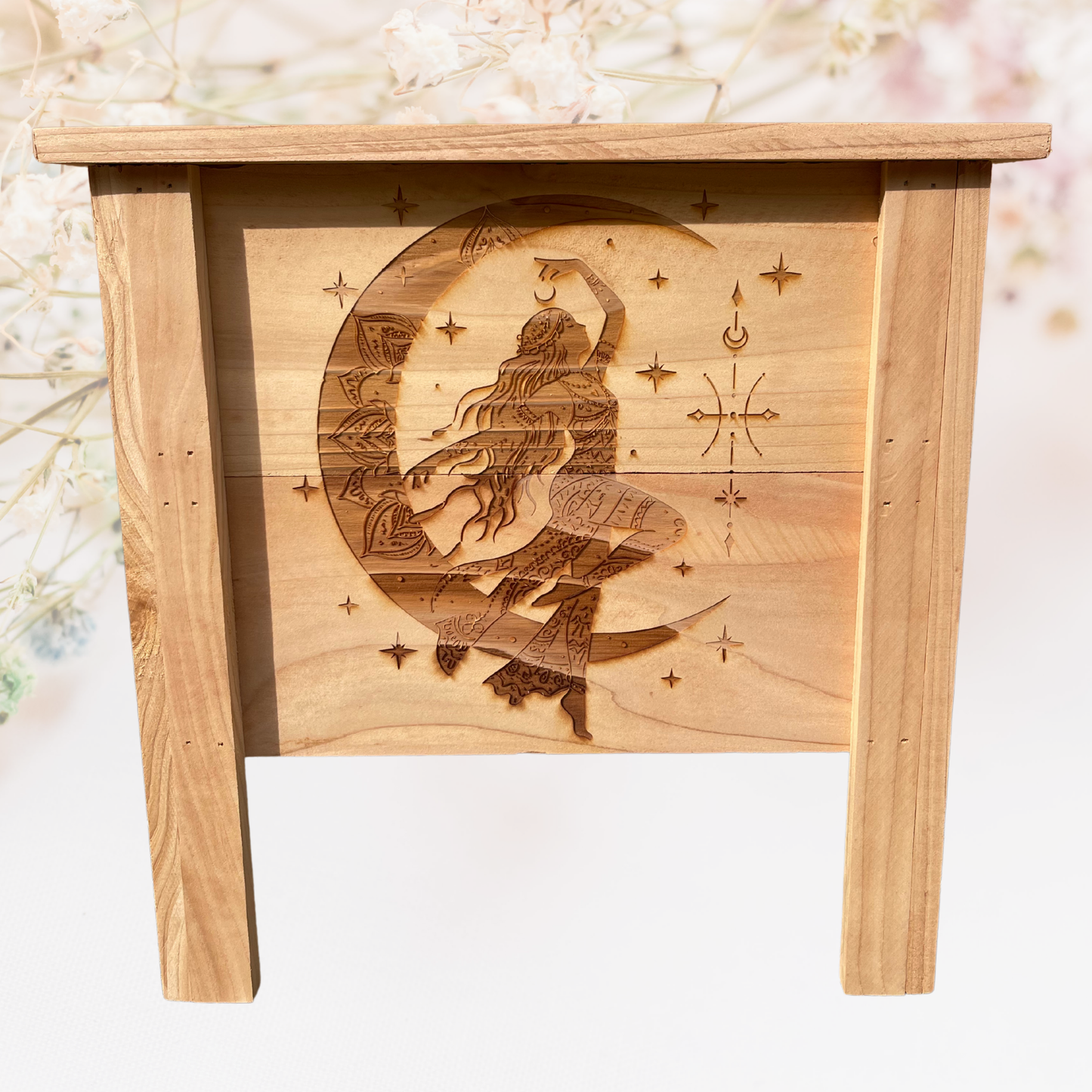 Dancing Woman Moon Small Cedar Planter