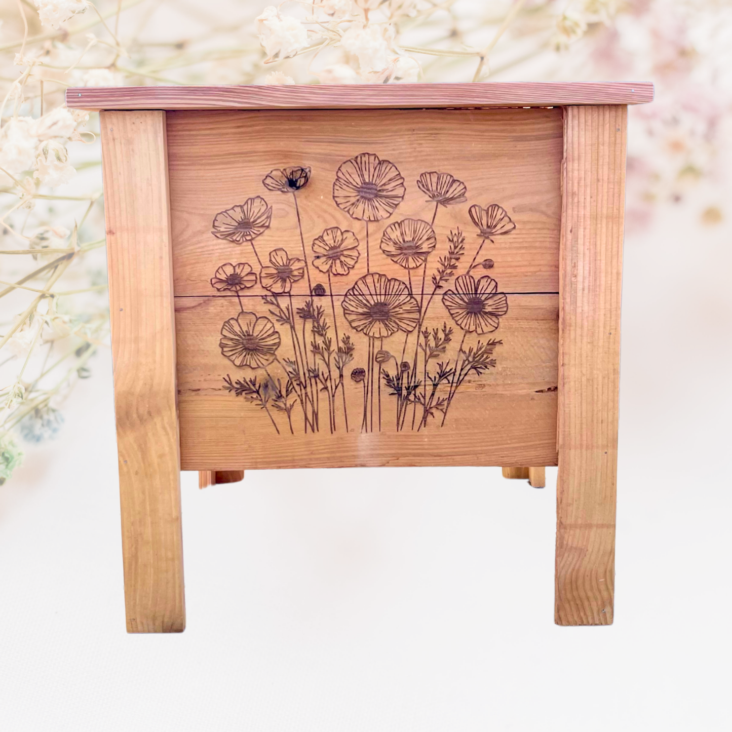Poppy Flowers Small Cedar Planter