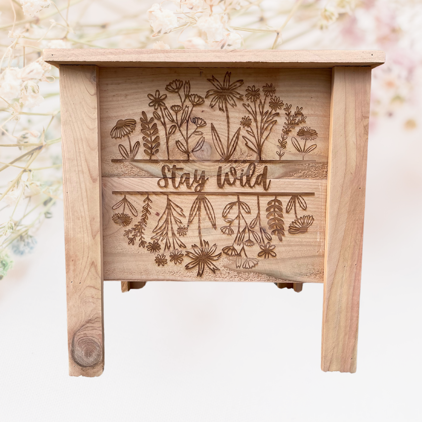 Stay Wild Floral Small Cedar Planter