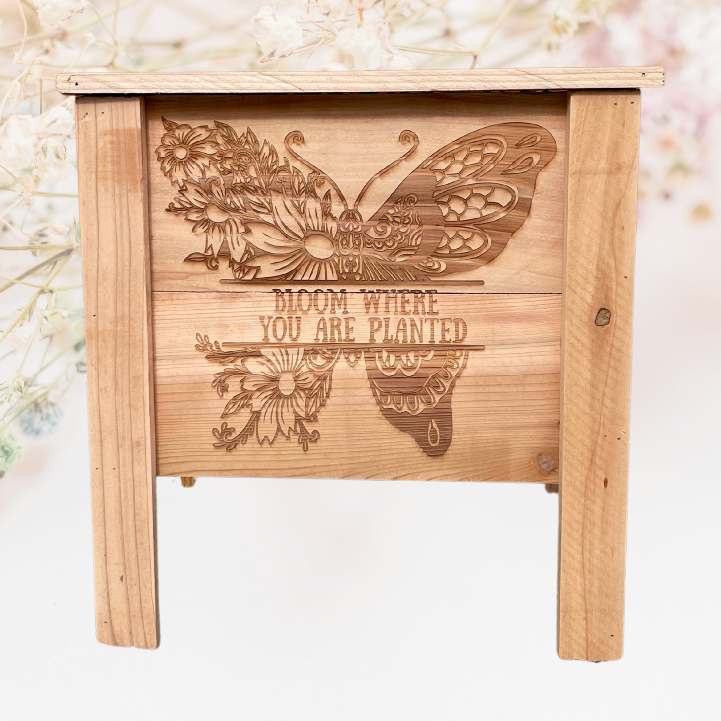 Bloom Where Planted Small Cedar Planter