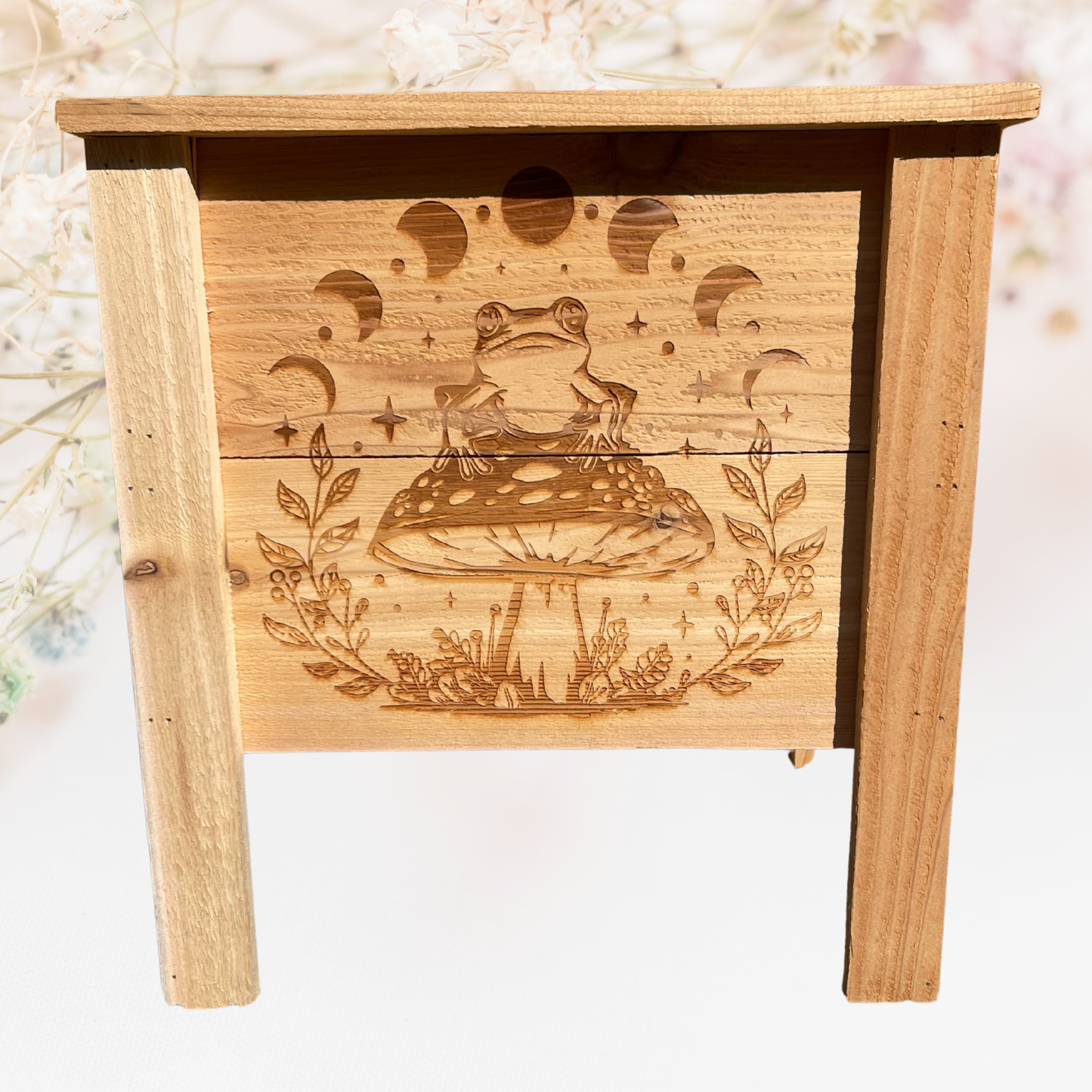 Toad Moon Mushroom Small Cedar Planter