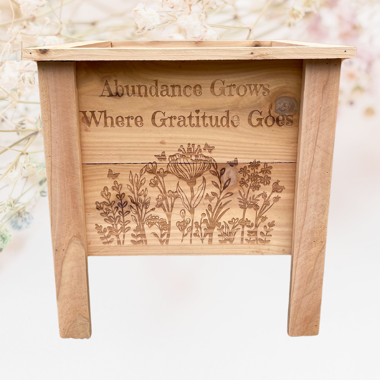Abundance Flowers Small Cedar Planter