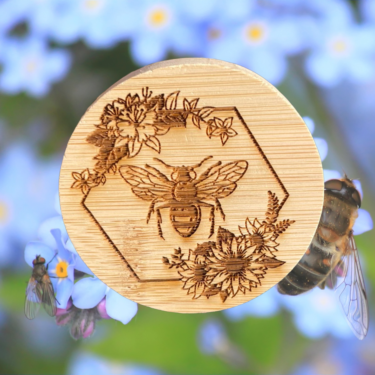 Floral Bee Hexagon Magnet