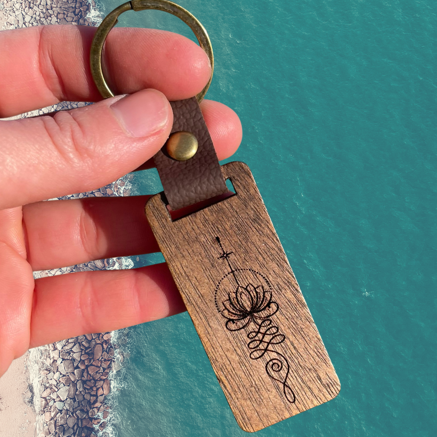 Unalome Wooden Keychain