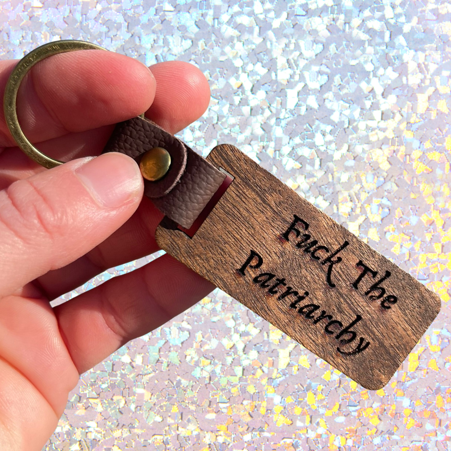Fuck The Patriarchy Wooden Keychain