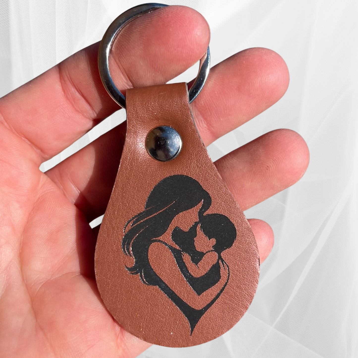 Mother & Child Leather Keychain