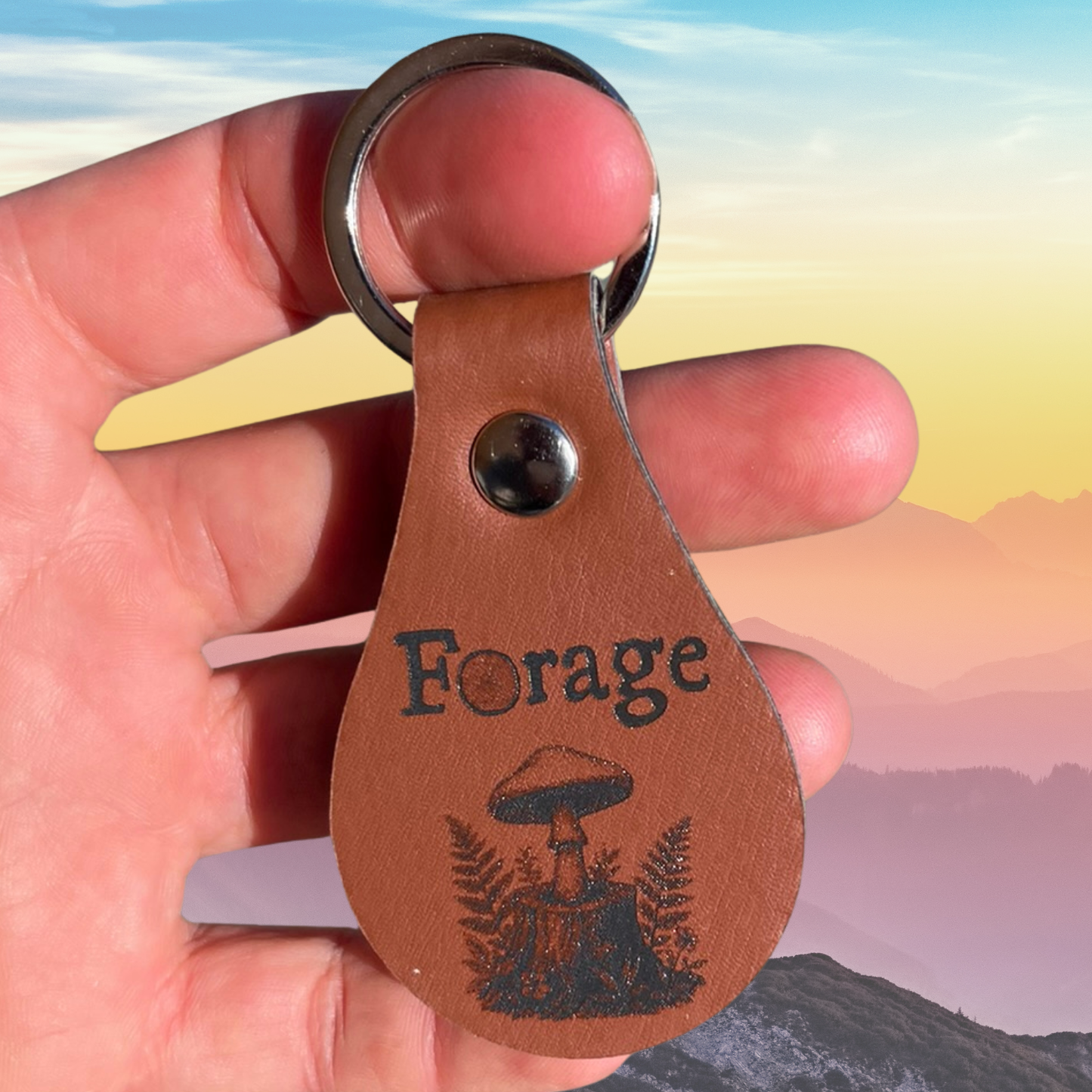 Forage Forest Leather Keychain