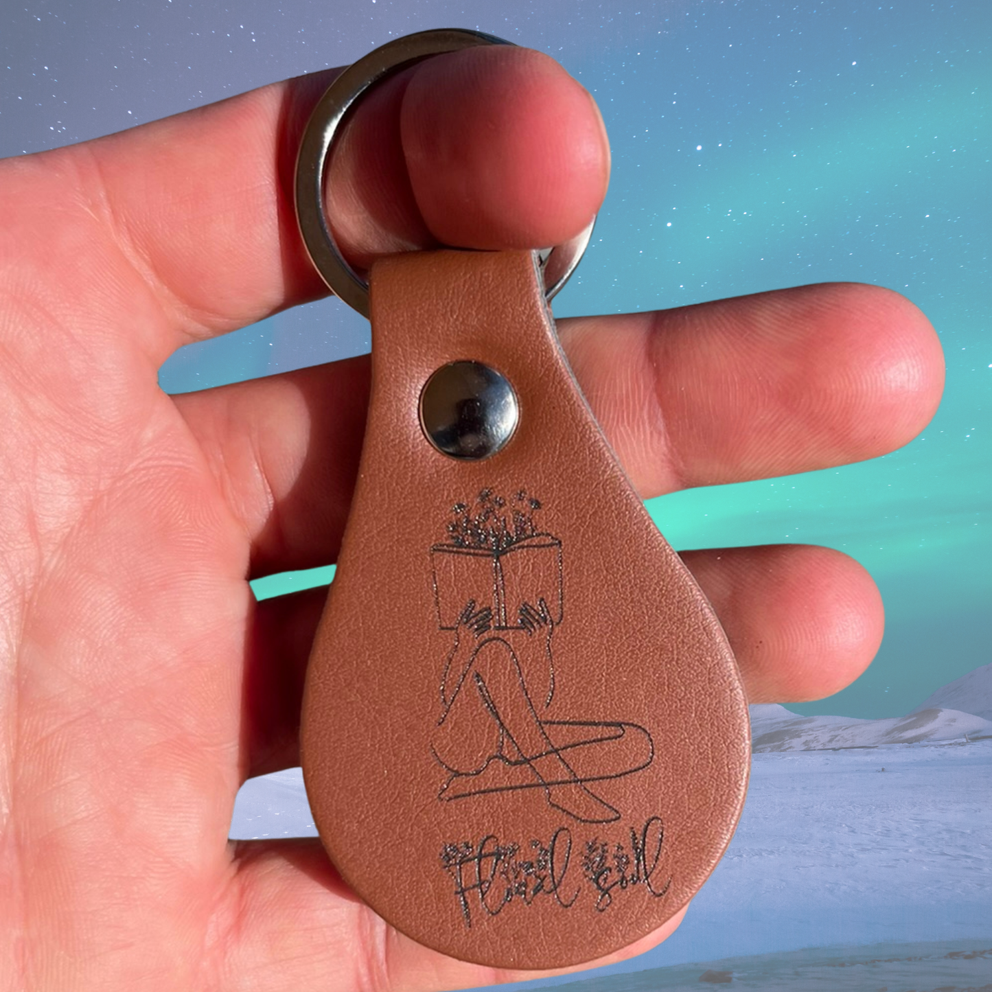 Floral Soul Reader Leather Keychain