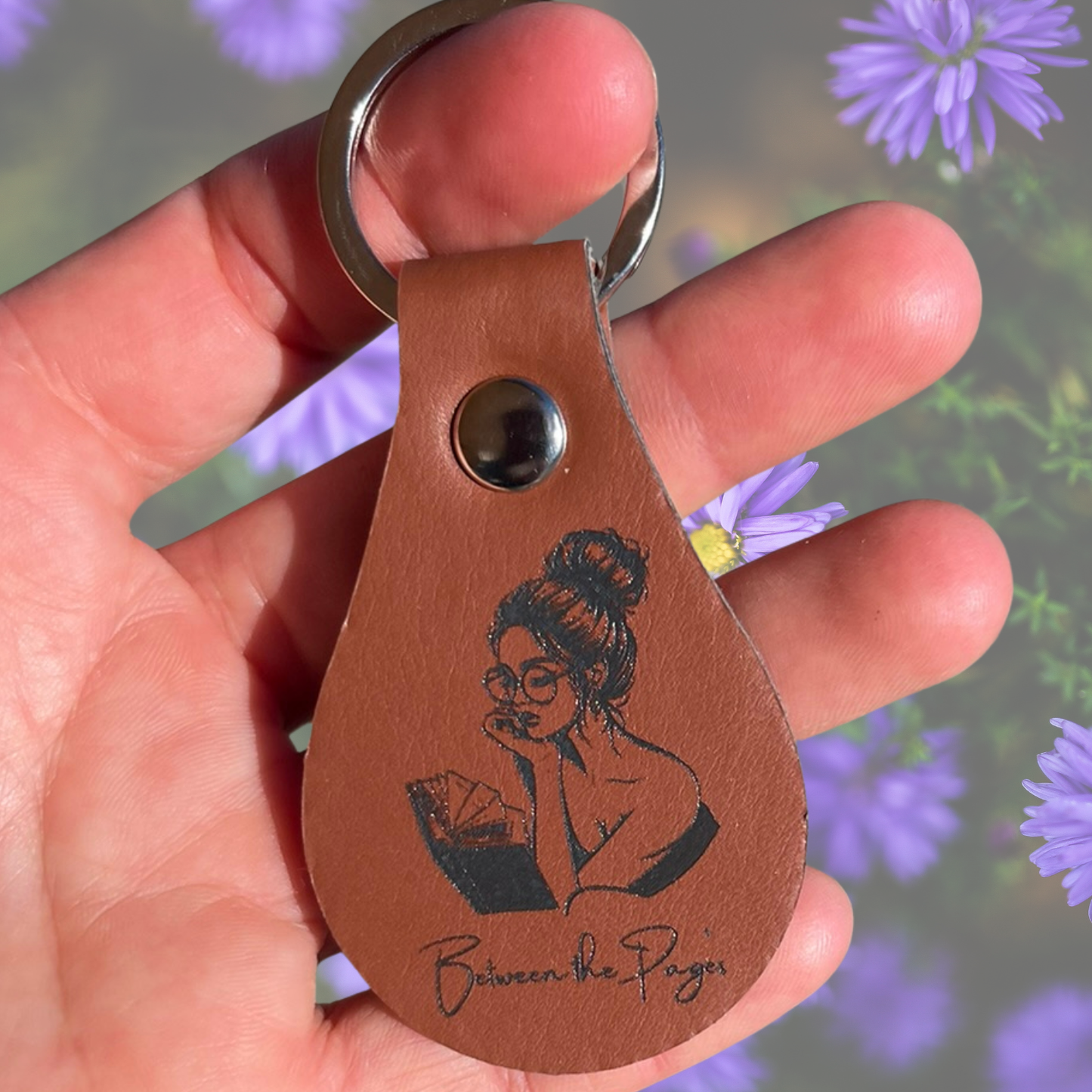 Between The Pages Reader Leather Keychain