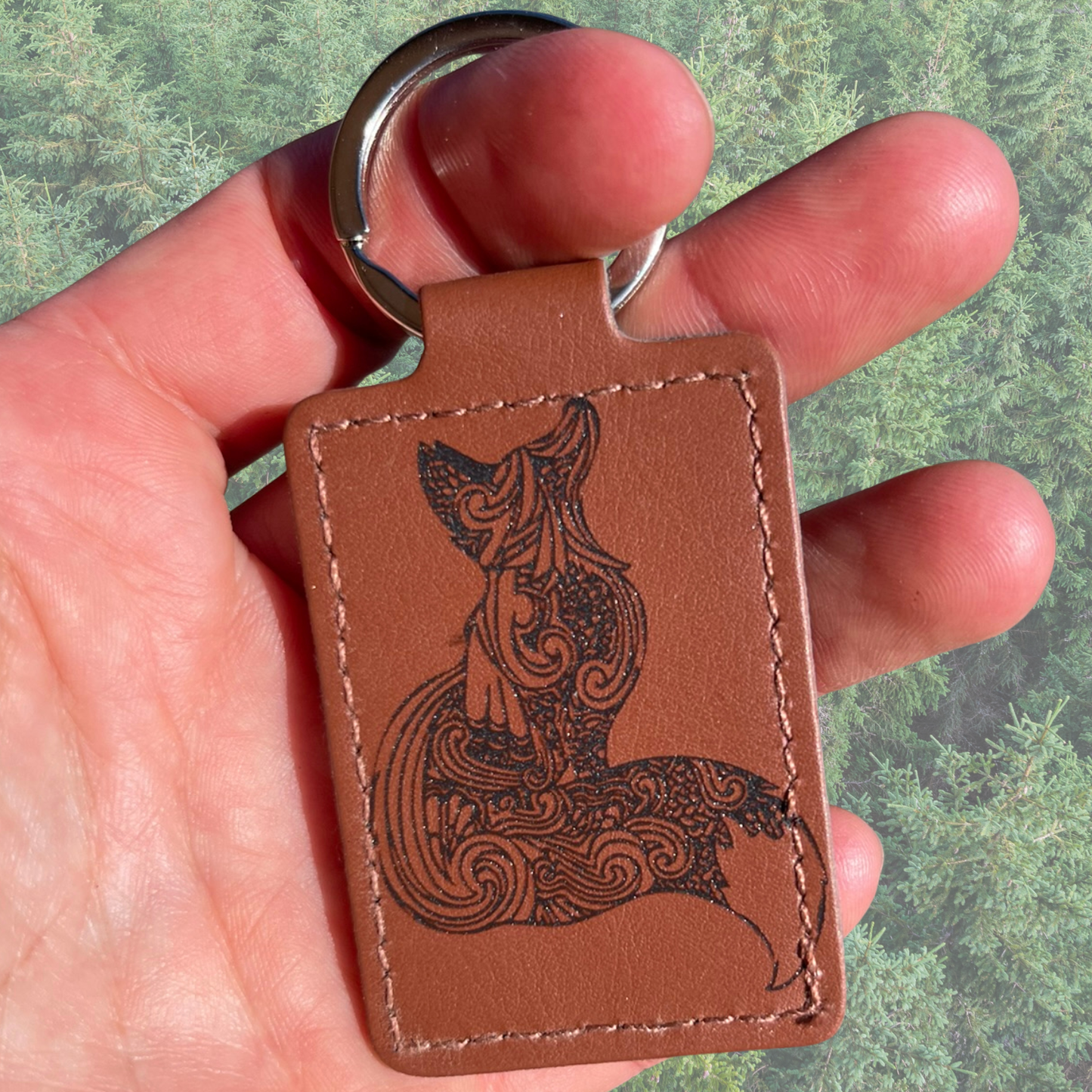 Fox Leather Keychain