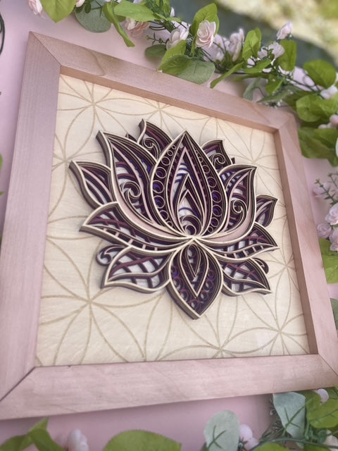 Pink Lotus Layered 3D Wall Art