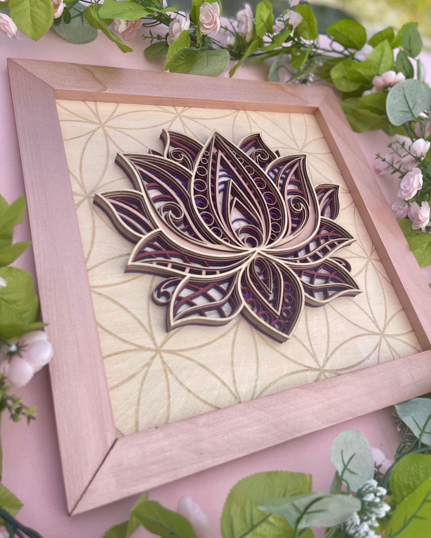 Pink Lotus Layered 3D Wall Art
