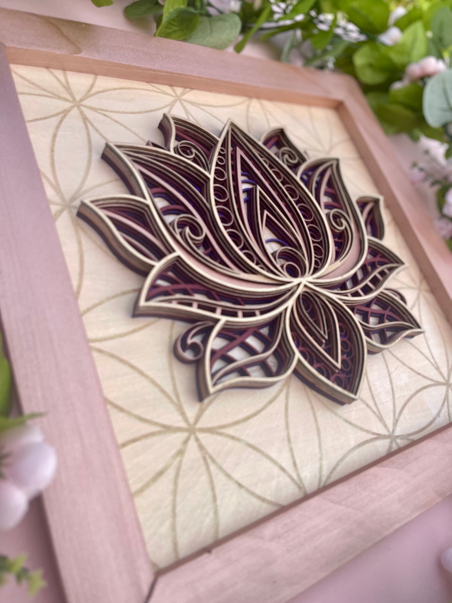 Pink Lotus Layered 3D Wall Art