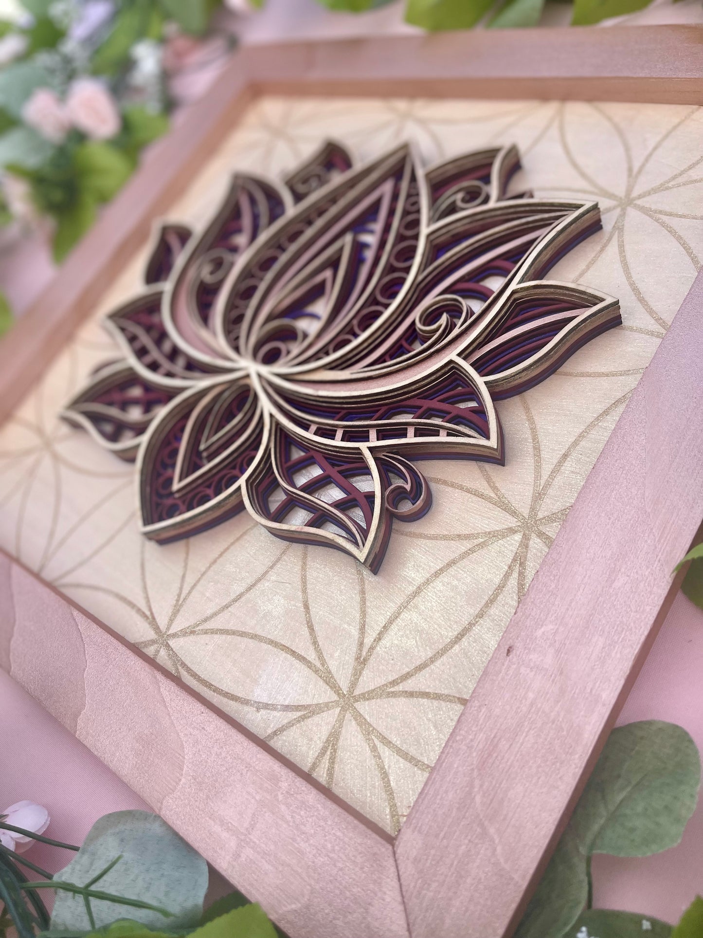 Pink Lotus Layered 3D Wall Art