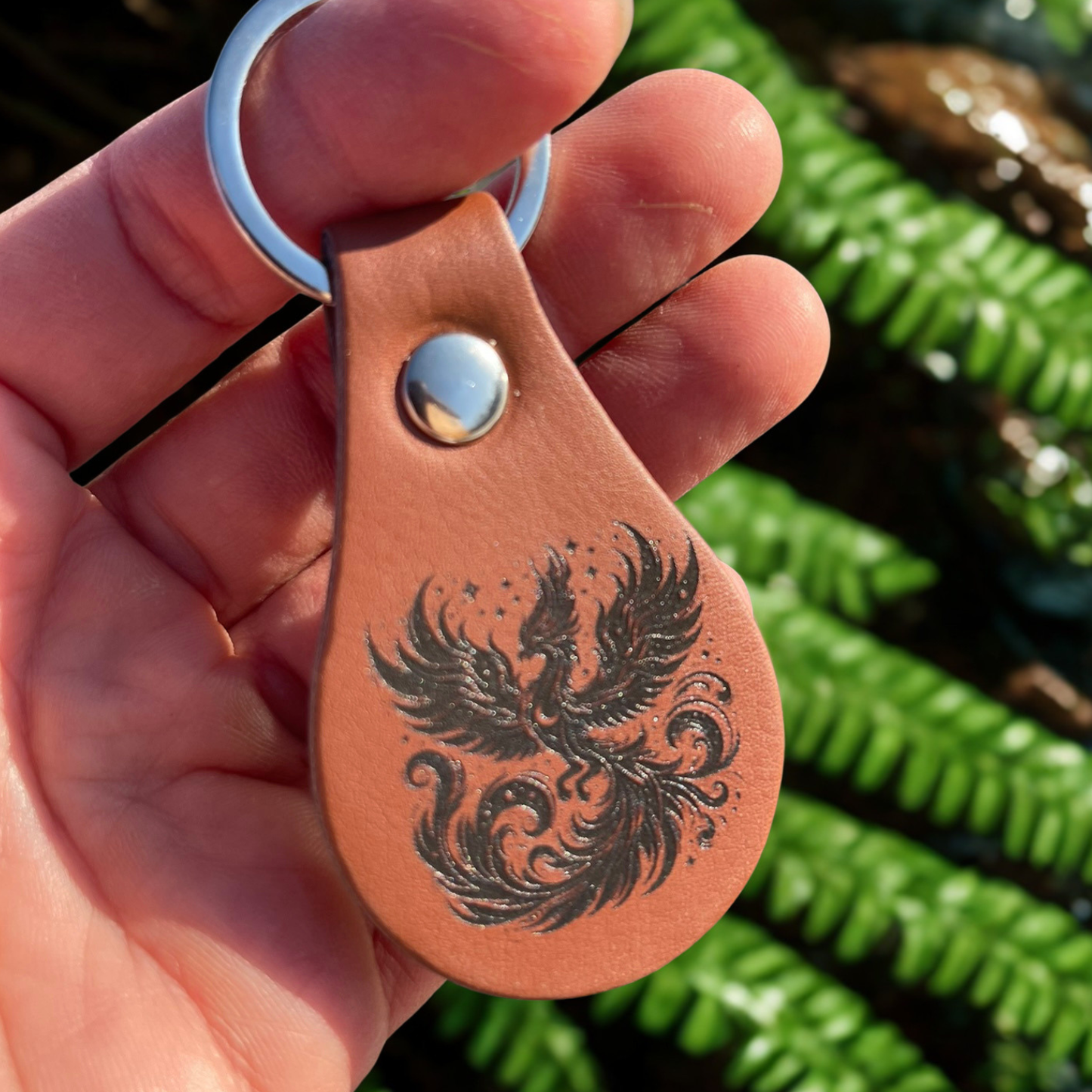 Phoenix Leather Keychain