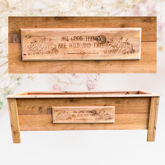 Wild and Free Floral Large Cedar Planter