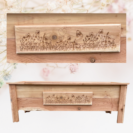 Bee Flower Large Cedar Planter