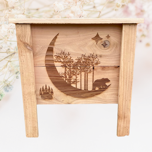 Crescent Moon Bear Small Cedar Planter