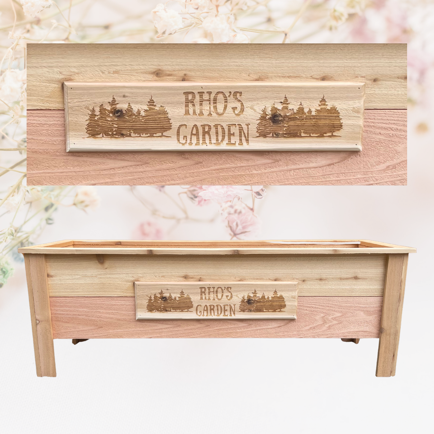 Custom Name or Logo Large Cedar Planter