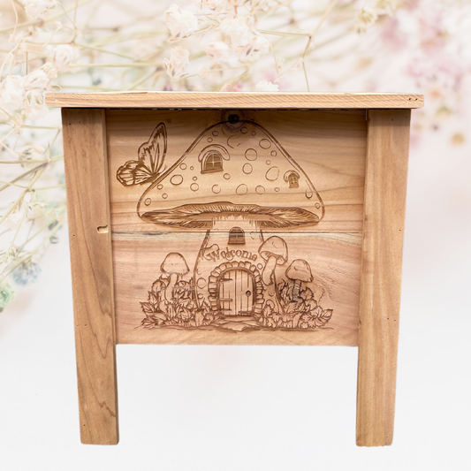 Mushroom House Small Cedar Planter
