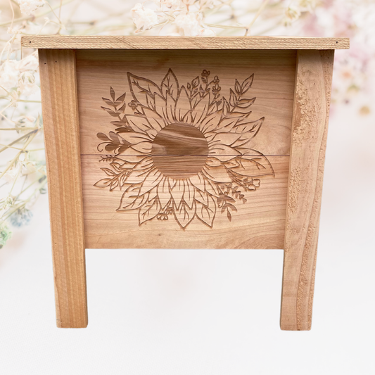 Sunflower Small Cedar Planter