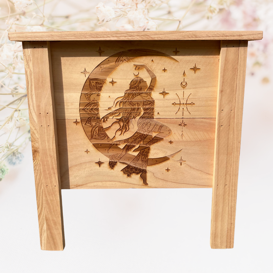 Dancing Woman Moon Small Cedar Planter