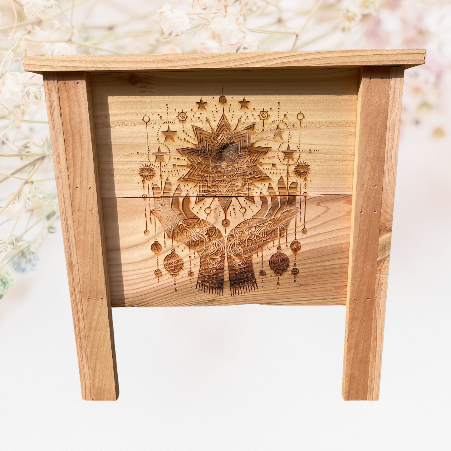 Celestial Hands Small Cedar Planter