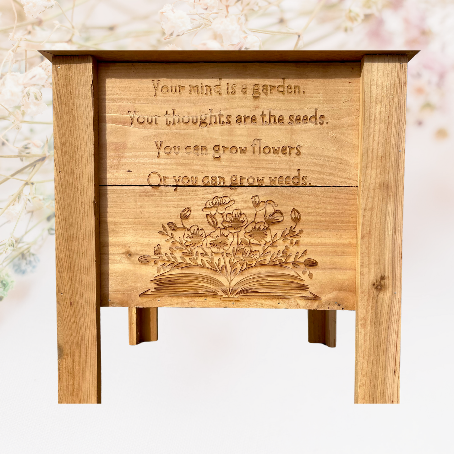 Mind is a Garden Flower Book Small Cedar Planter