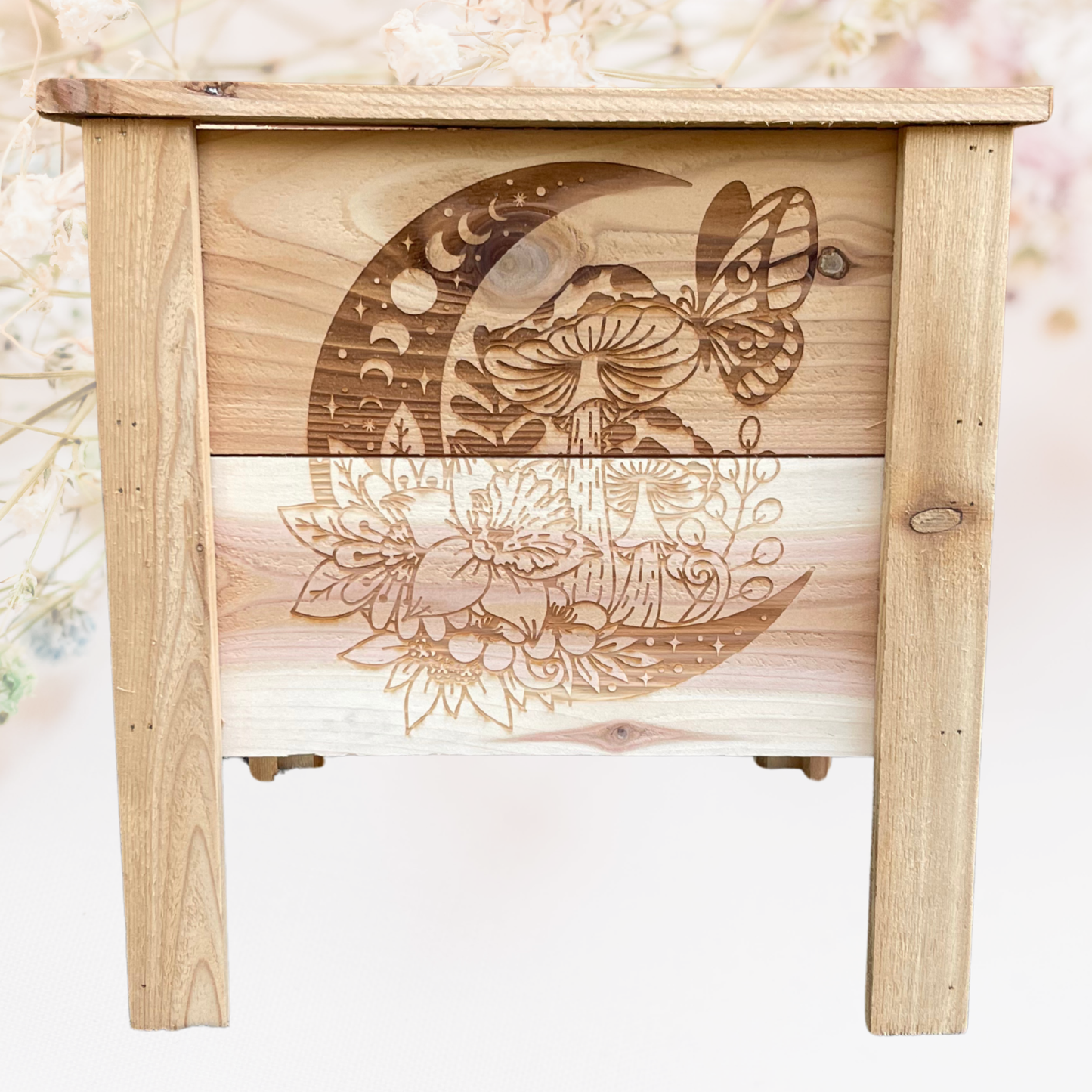 Crescent Moon Mushroom Small Cedar Planter