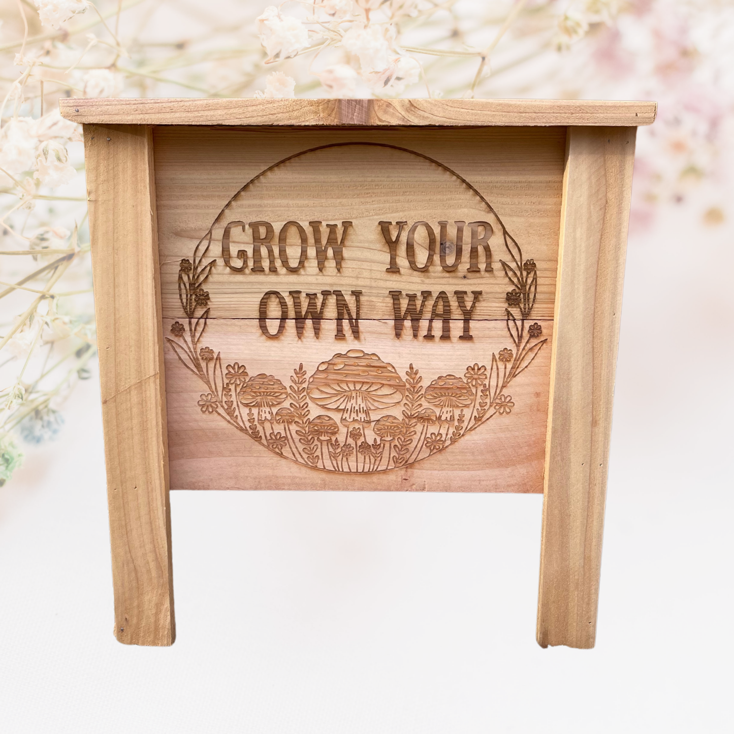 Grow Your Own Way Mushroom Small Cedar Planter