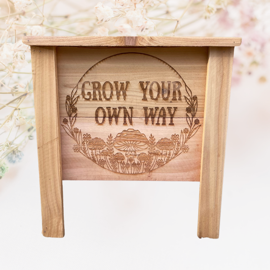 Grow Your Own Way Mushroom Small Cedar Planter