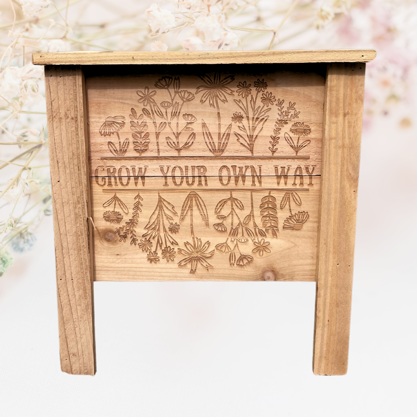 Grow Your Own Way Floral Small Cedar Planter