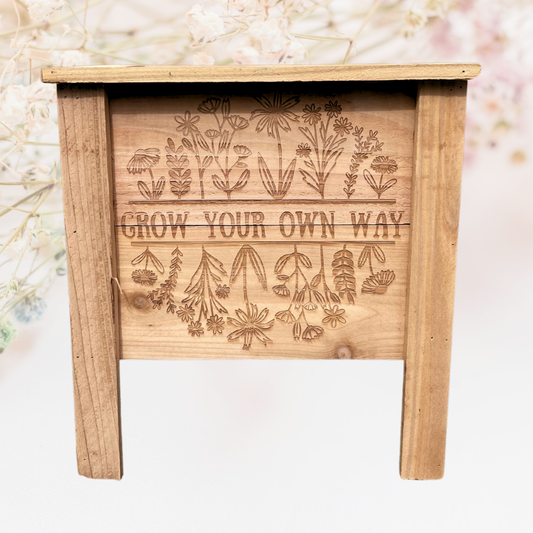 Grow Your Own Way Floral Small Cedar Planter