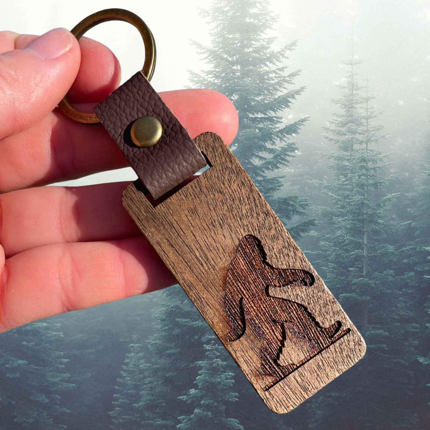 Sasquatch Wooden Keychain