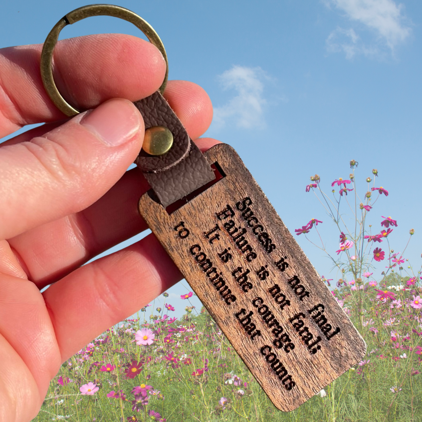 Success and Failure Wooden Keychain