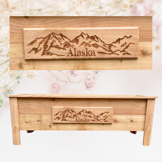 Alaska Mountains Large Cedar Planter