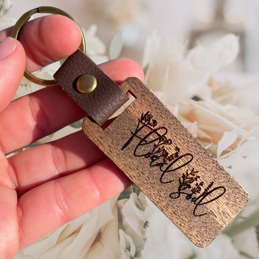 Floral Soul Wooden Keychain