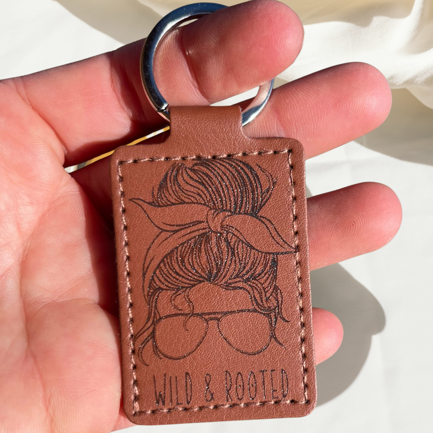 Wild & Rooted Girl Leather Keychain