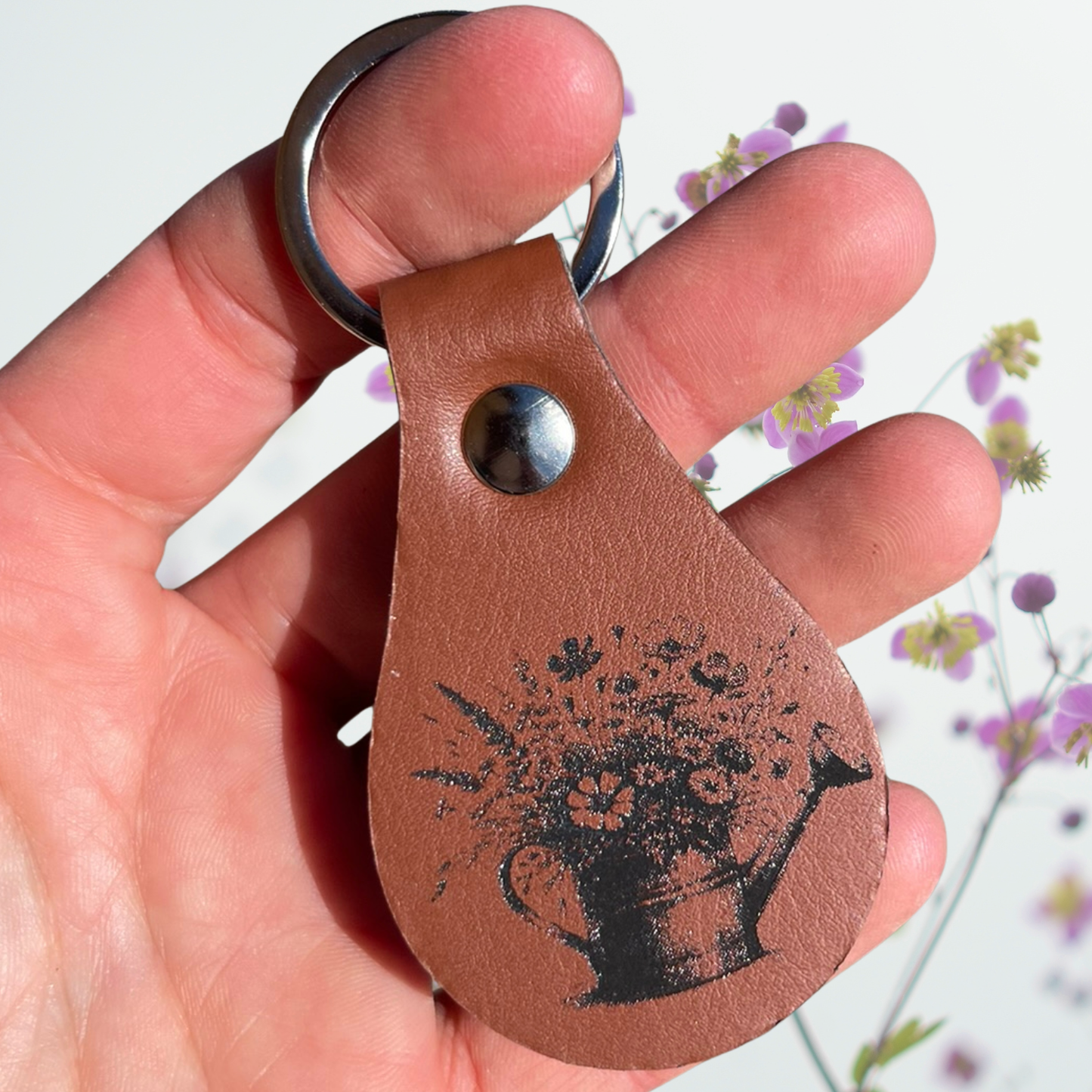 Garden Can Leather Keychain