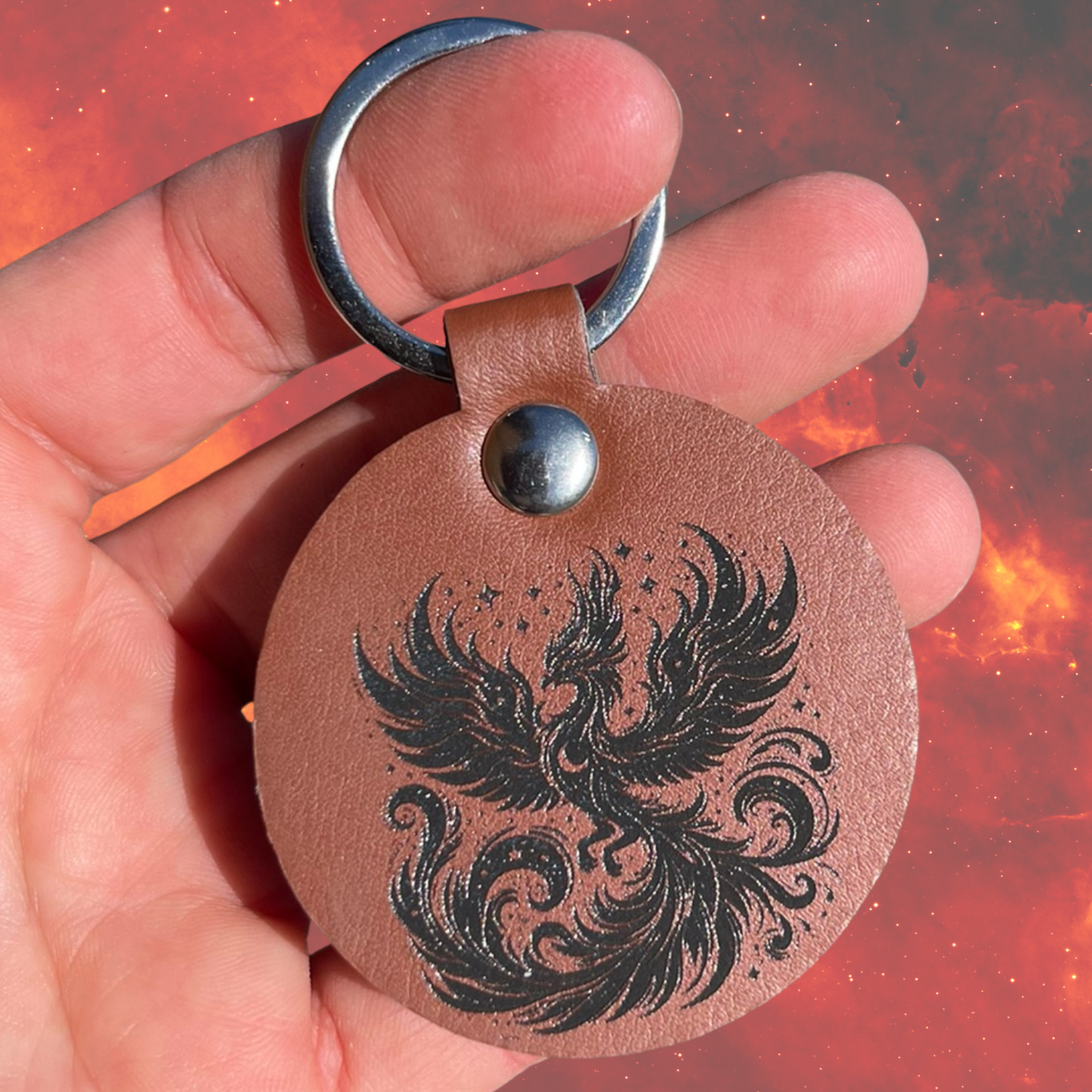 Phoenix Leather Keychain