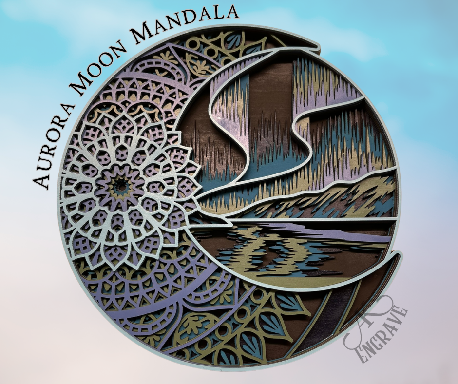 Aurora Moon Mandala Layered Art