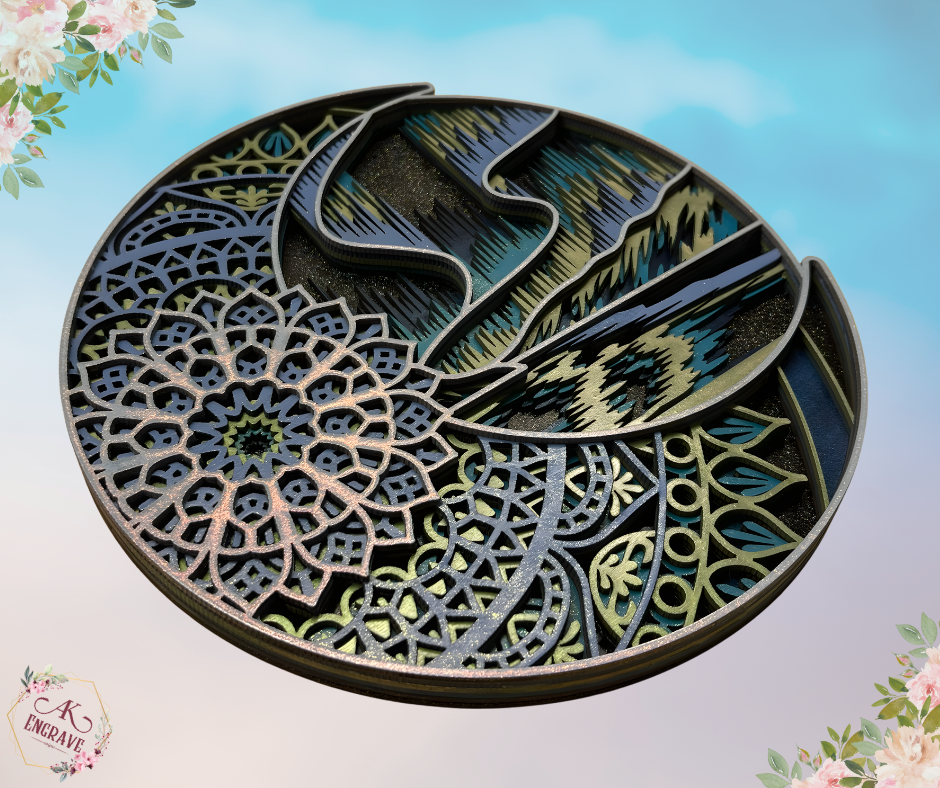 Aurora Moon Mandala Layered Art