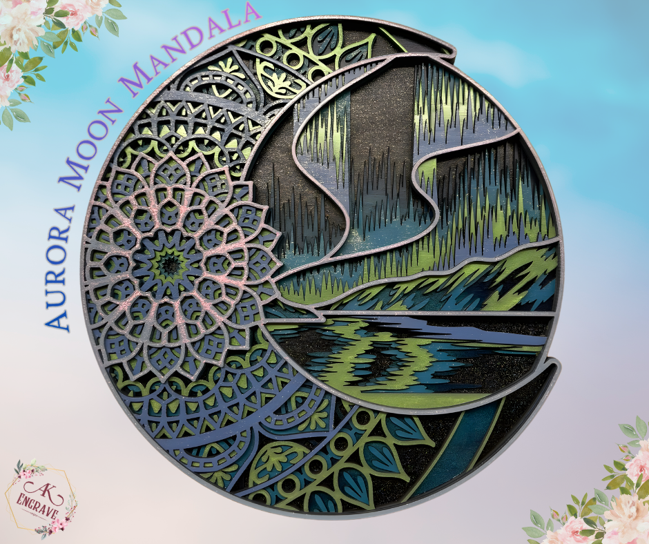 Aurora Moon Mandala Layered Art