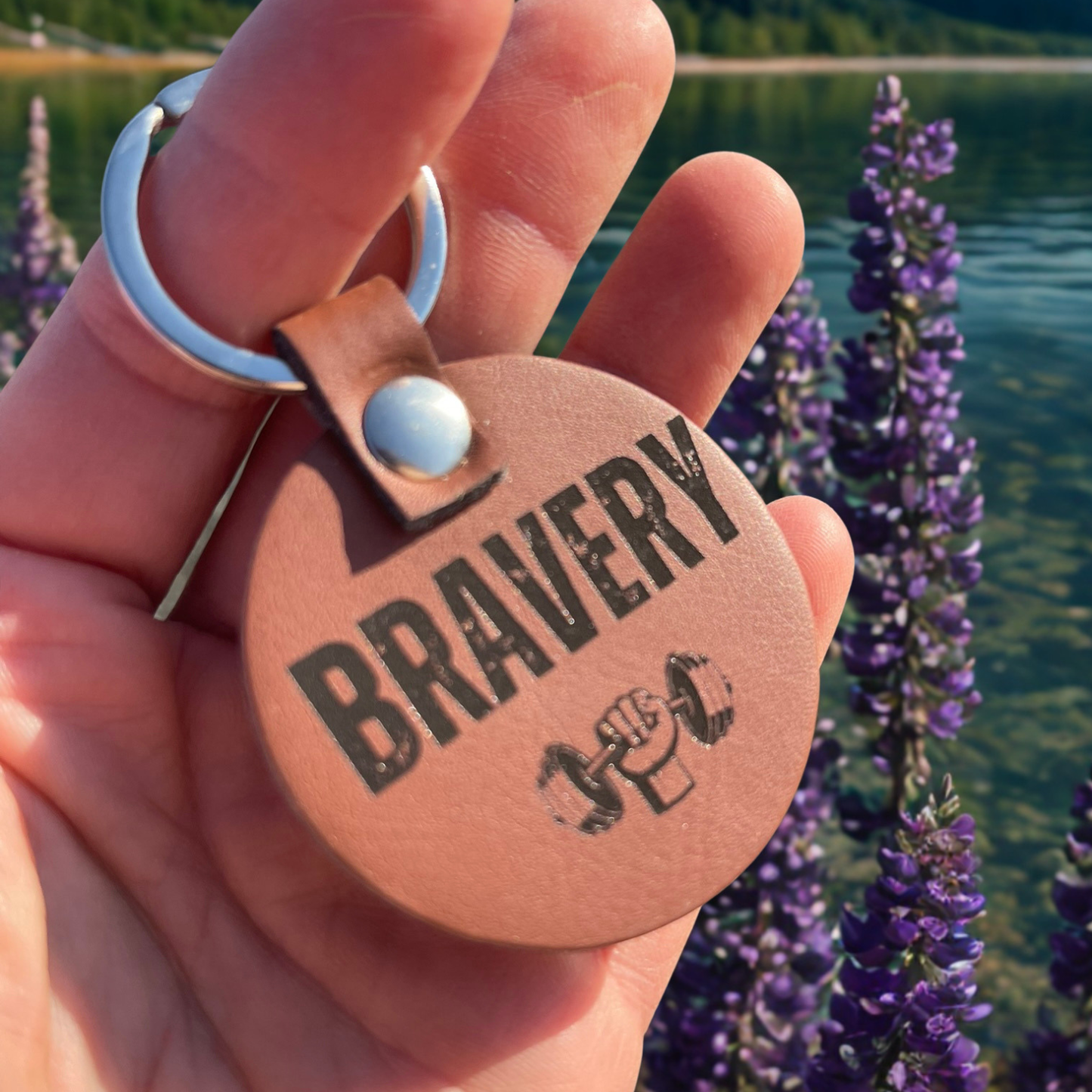 F.E.A.R. & Bravery Leather Keychain
