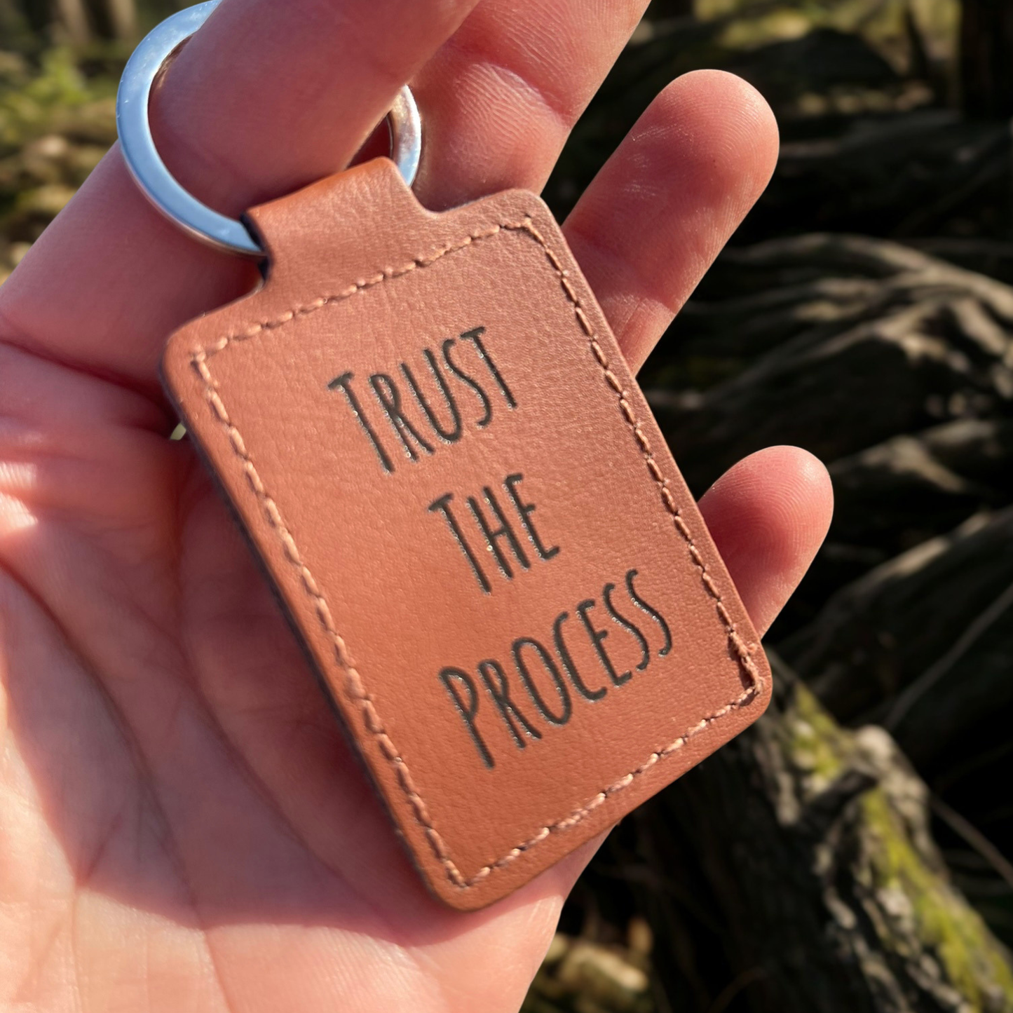 Reward is the Journey, Trust the Process Leather Keychain