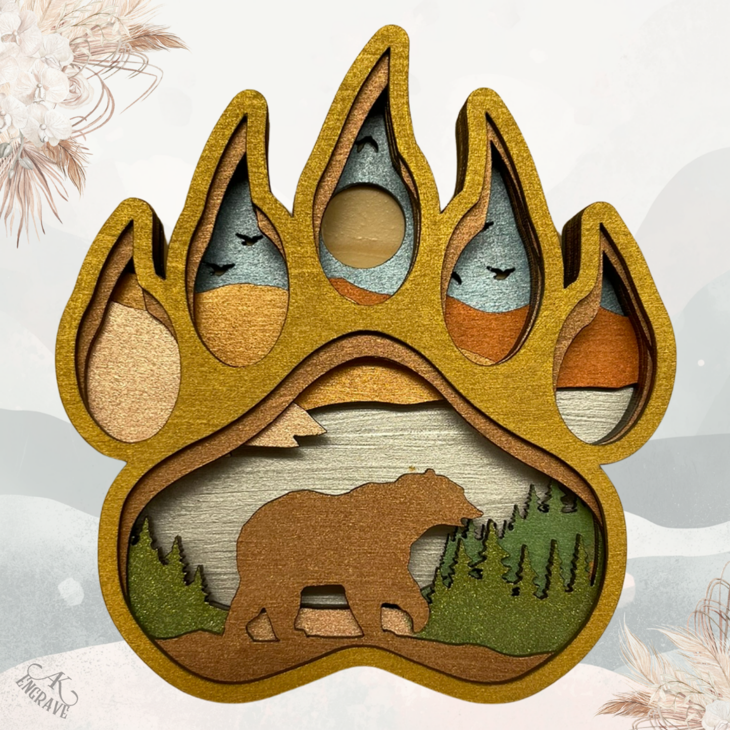 Bear Paw Layered Art