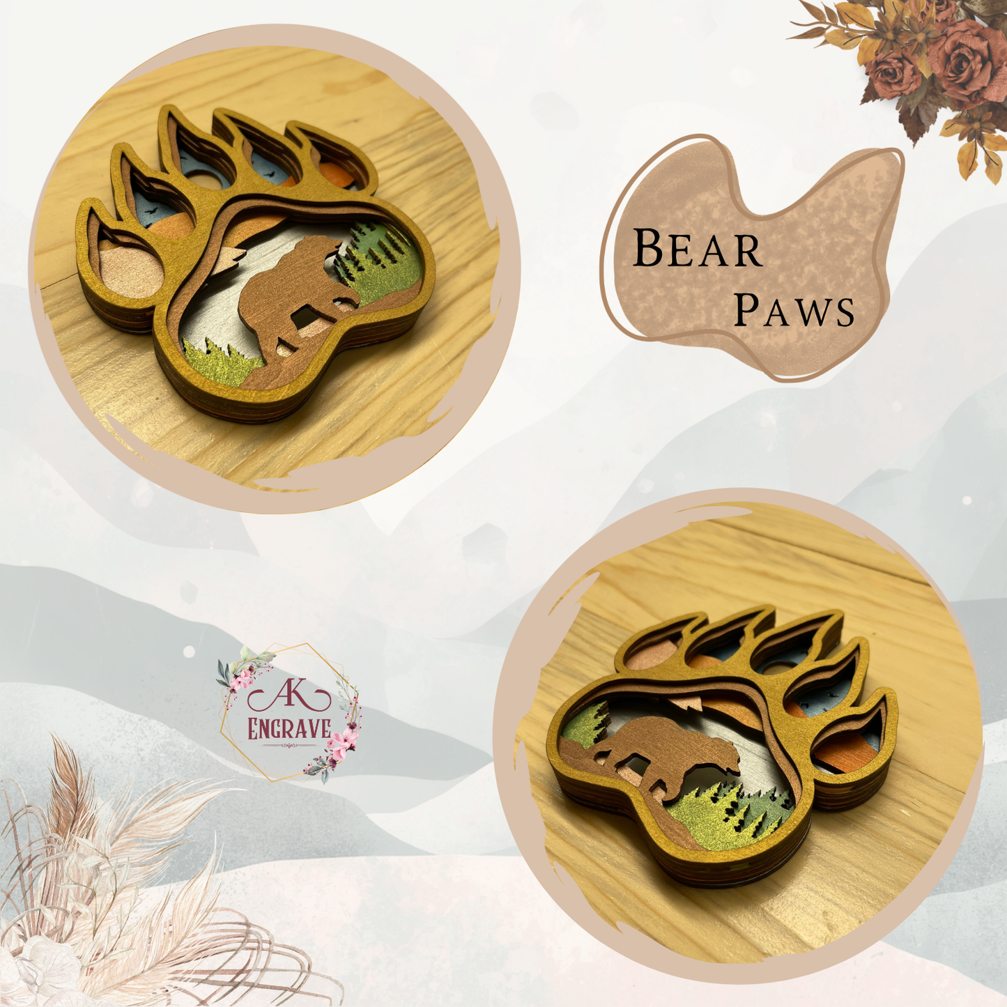 Bear Paw Layered Art