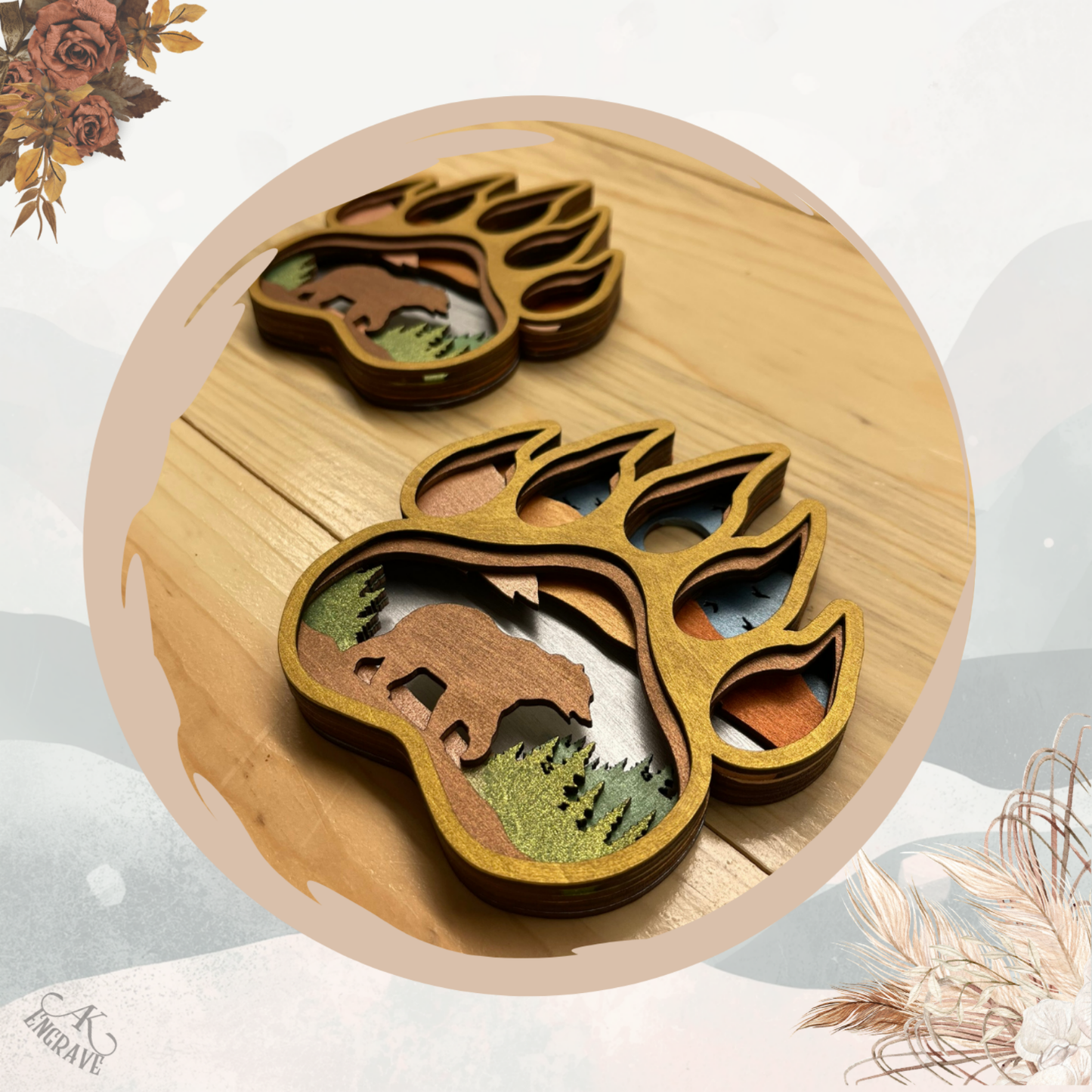 Bear Paw Layered Art